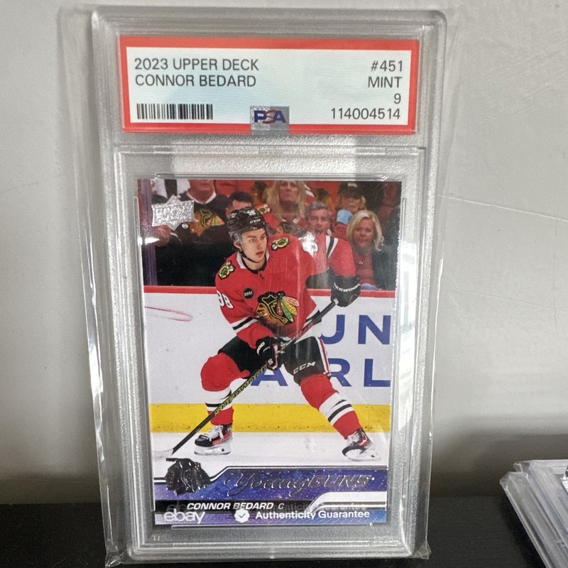 Upper Deck 2023-24 Connor Bedard Young Guns #451 PSA 9 Rookie Blackhawks