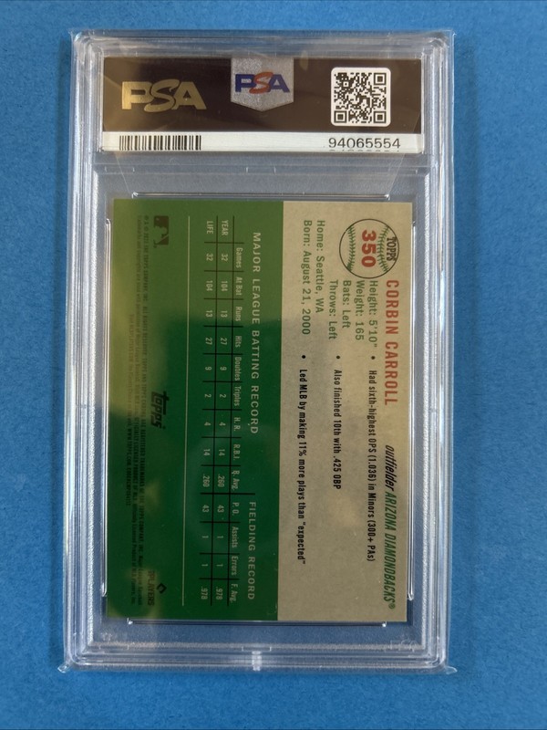 2023 Topps Chrome Platinum Anniversary - Corbin Carroll #350 (RC) PSA 9 view 2
