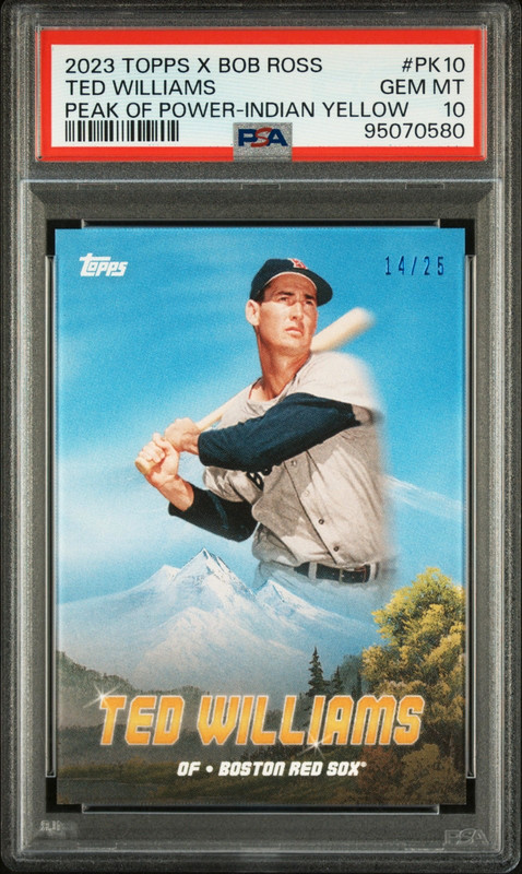 2023 Topps X Bob Ross Ted Williams Indian Yellow /25 PSA 10 Red Sox HQ1