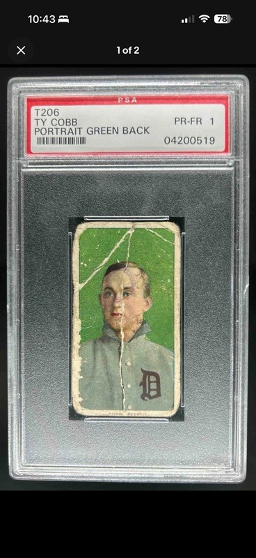 1909-11 T206 - Ty Cobb 350 Factory No. 30 Back Portrait, Green Background