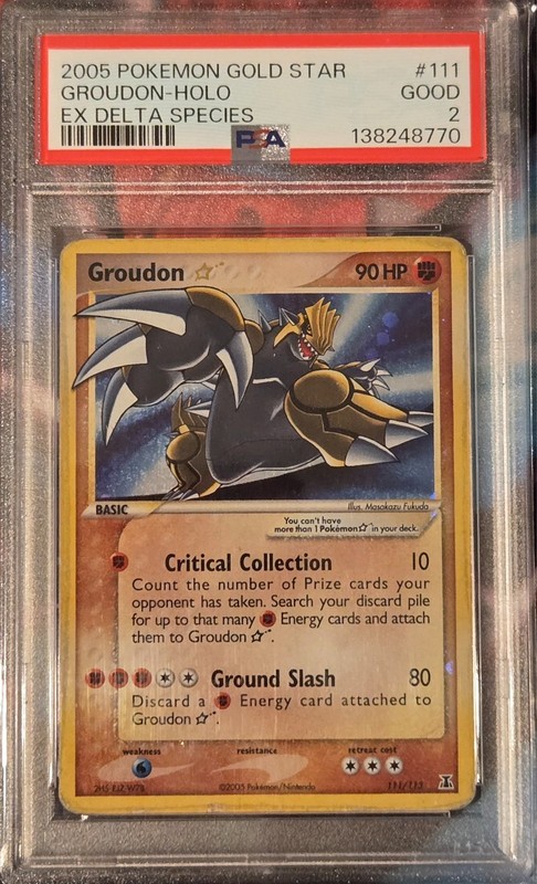 2005 POKEMON EX DELTA SPECIES GOLD STAR #111 GROUDON-HOLO PSA 2