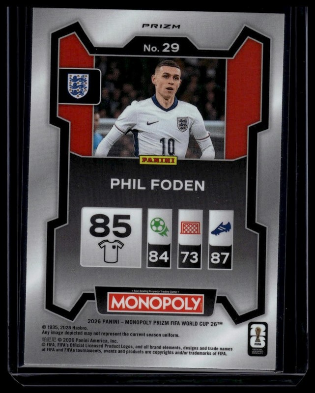 2026 Panini Prizm Monopoly FIFA Phil Foden Gold Cracked Ice Prizms view 2