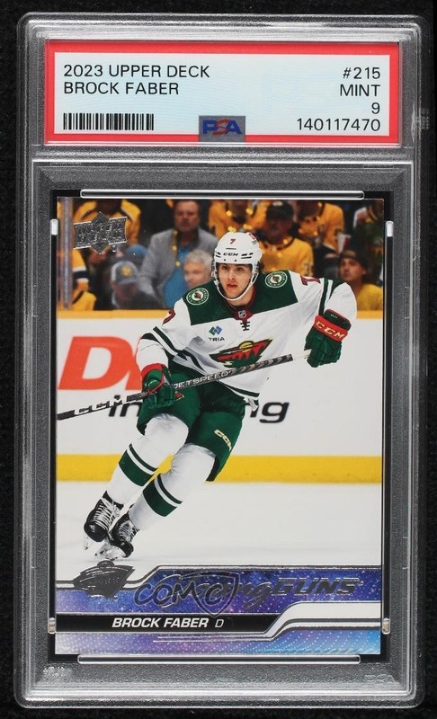 2023-24 Upper Deck Series 1 Young Guns Brock Faber #215 PSA 9 MINT 0tq9 view 1