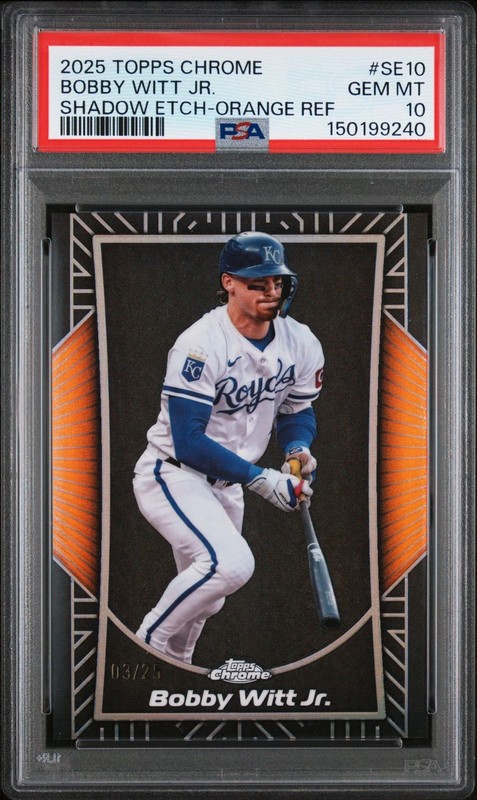 2025 Topps Chrome Shadow Etch SE10 Bobby Witt Jr. ORANGE REFRACTOR 03/25 PSA 10