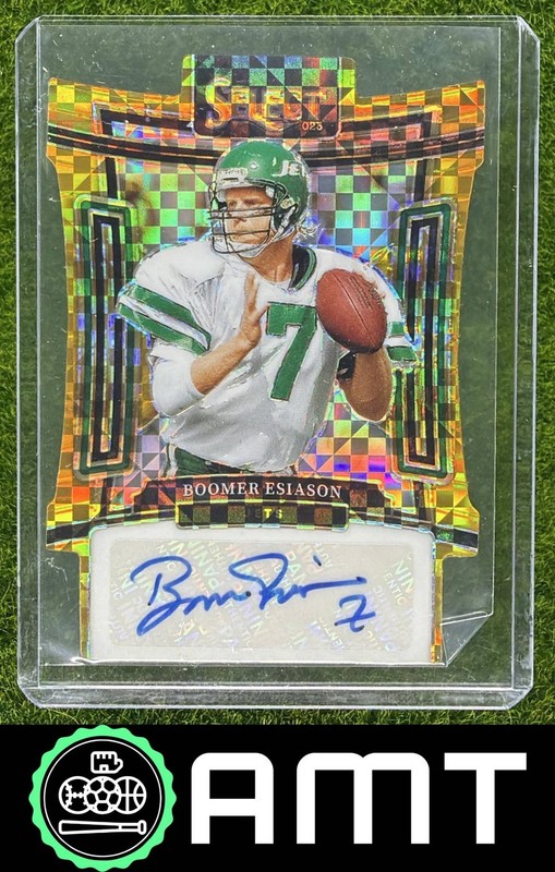 Boomer Esiason 2023 Panini Select 10/10 Auto Gold Prizm Die Cuts Jets