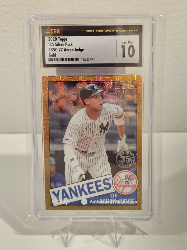 2020 Topps Chrome Gold Refractor Aaron Judge '85 Silver Pack #d/50 CSG 10 PSA 10