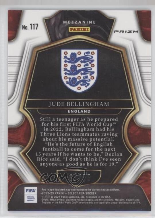 2022-23 Panini Select FIFA Mezzanine Purple Prizm /75 Jude Bellingham #117 10yl view 2