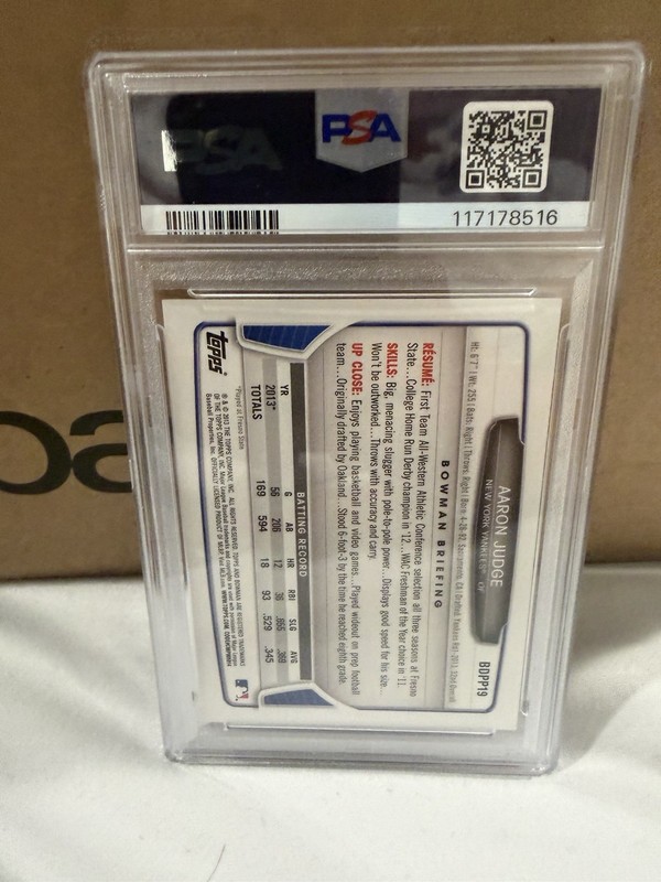 2013 BOWMAN DRAFT & PROSPECTS #BDPP19 AARON JUDGE PSA 8 view 2