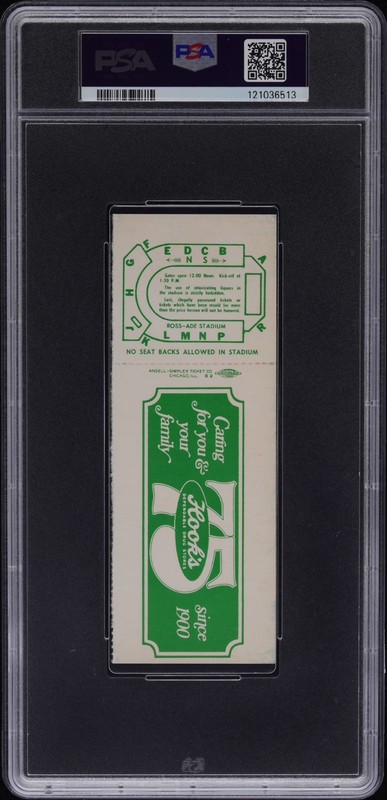 PSA 6 - 1975 JOE MONTANA NCAA DEBUT - PURDUE vs NOTRE DAME FOOTBALL FULL TICKET view 2