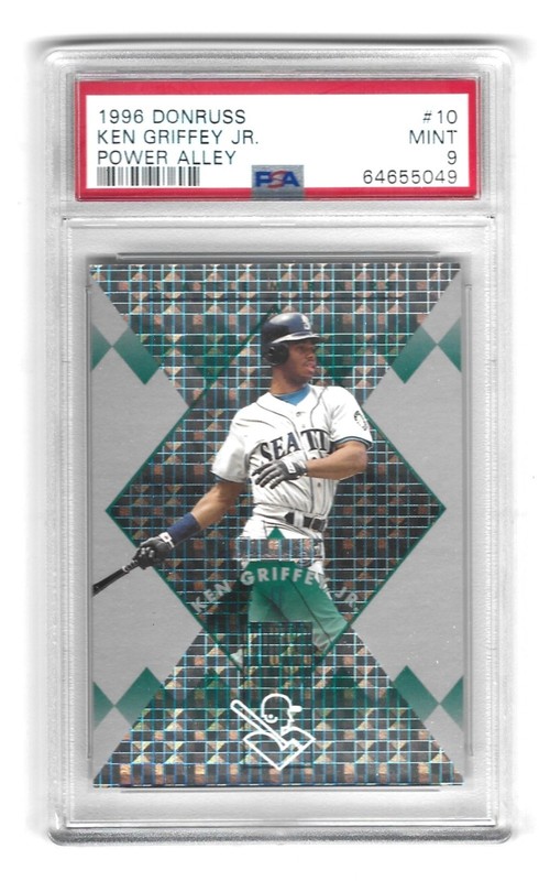 1996 DONRUSS POWER ALLEY #10 KEN GRIFFEY JR. #’D 1323/5000 PSA 9 MINT HOF view 1