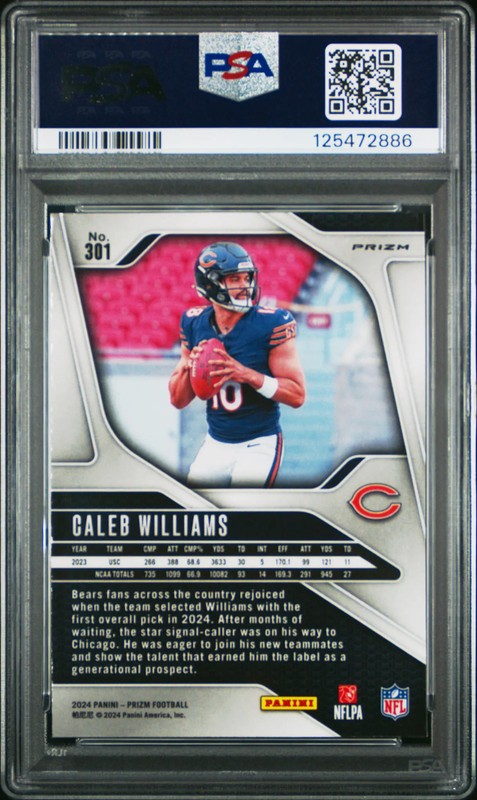 2024 Panini Prizm Caleb Williams #301 Green Wave PSA 9 view 2