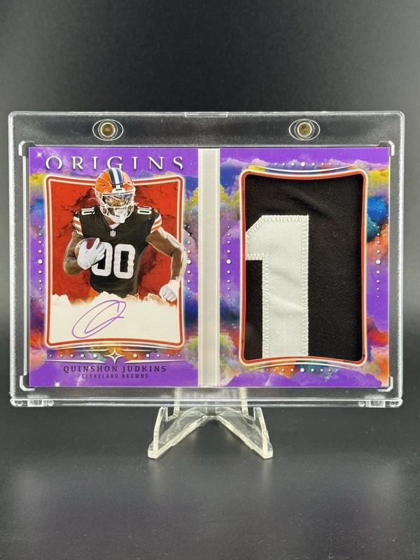 2025 Panini Origins Quinshon Judkins Rookie Booklet Patch Auto /23 #RBPA-QJU