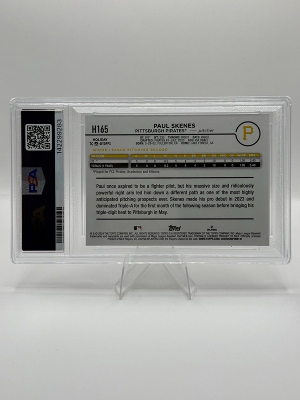 2024 Topps Holiday Paul Skenes #H165 Rookie RC PSA 10 GEM MT Pittsburgh Pirates view 2