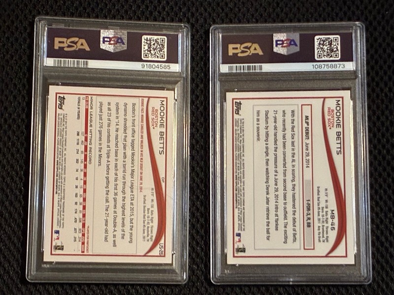 2014 Topps Update & Topps Chrome Update Mookie Betts RC PSA 9 view 2