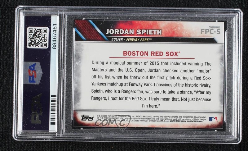 2016 Topps Chrome First Pitch Jordan Spieth #FPC-5 PSA 10 GEM MT q4j view 2