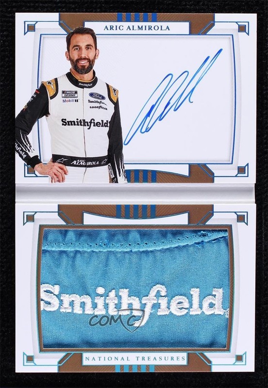 2020 Panini National Treasures Associate Sponsor 1 1/1 Aric Almirola Auto ob9 view 1