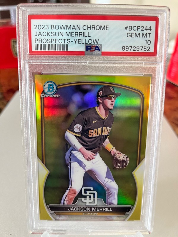 2023 Jackson Merrill Bowman Chrome - Prospects Yellow #BCP-244 /75 PSA-10