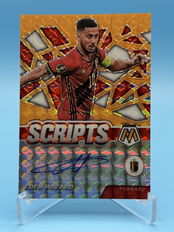 2021-22 Mosaic FIFA Road to World Cup Mosaic Orange Scripts Eden Hazard #18/50