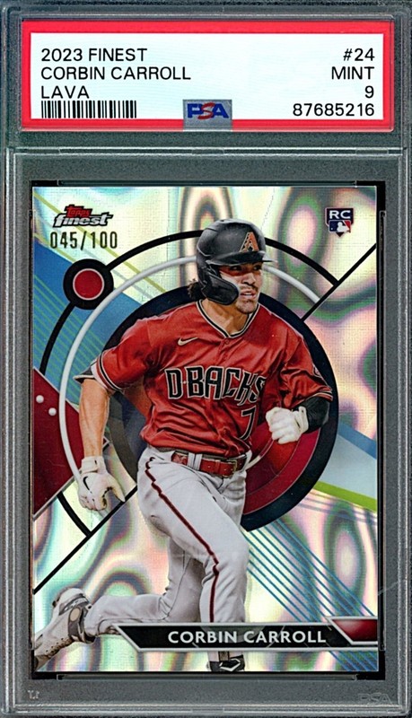 2023 Topps Finest Corbin Carroll Lava Refactor Rookie #45/100 PSA 9