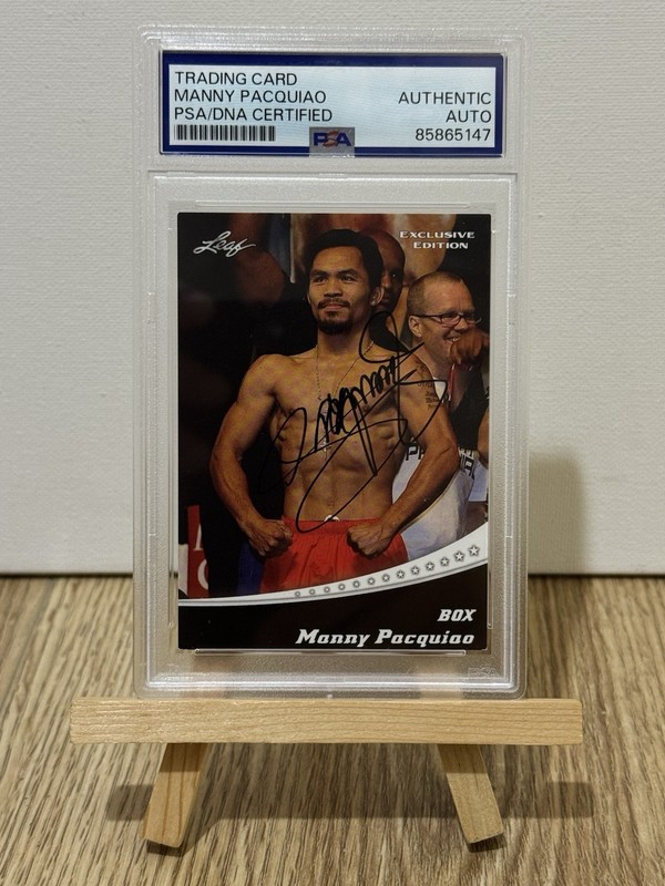 2022 LEAF MANNY PACQUIAO SIGNED AUTO CARD #EX-06 PSA BUY AUTHENTIC Mayweather
