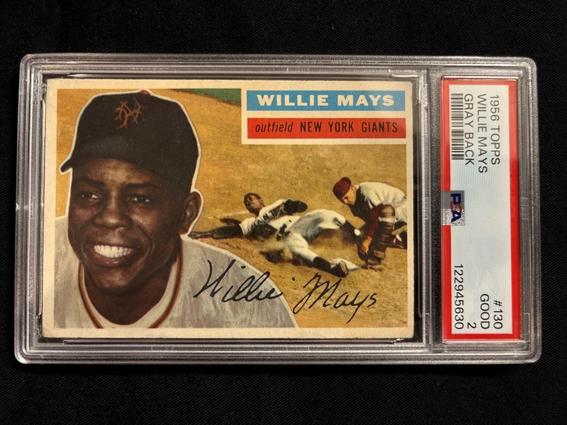 1956 Topps - Willie Mays #130 Gray Back PSA 2 Crease And Wrinkle Free