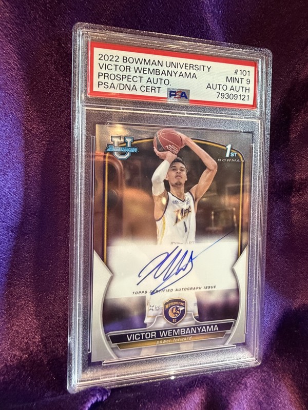 2022 BOWMAN VICTOR WEMBANYAMA PROSPECT ON CARD AUTO PSA 9 BEAUTIFUL FIRST AUTO