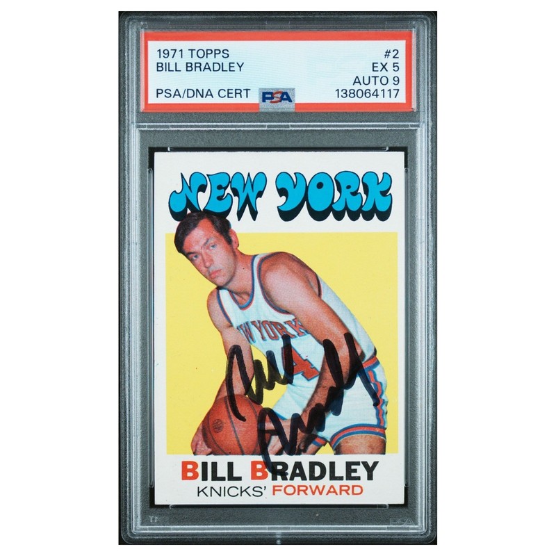 BILL BRADLEY Auto #2 PSA 5.0 Autograph 1971-72 Topps Psa/Dna Signed Vintage Card
