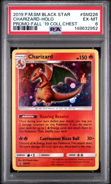 PSA 6 Pokemon Charizard Fall '19 Collector Chest Black Star Holo Promo SM226