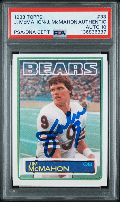 1983 Topps #33 Jim McMahon RC PSA 10 DBL Auto Autographed Signed Chicago Bears view 2