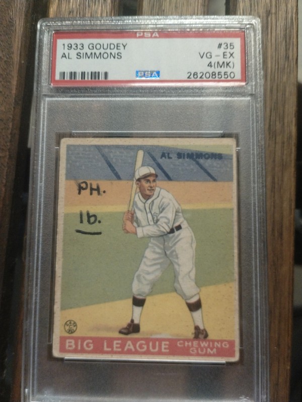 1933 Goudey Big League Chewing Gum - R319 Al Simmons #35 PSA 4 (MK) VG-EX