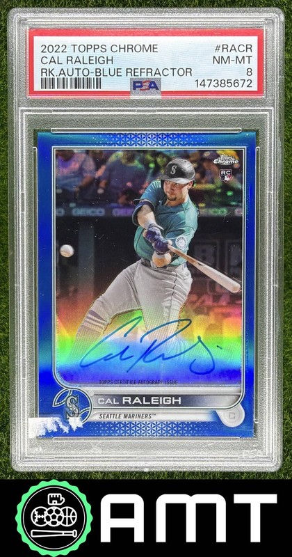 Cal Raleigh RC Auto PSA 8 2022 Topps Chrome 105/150 Rookie Blue Mariners 5672