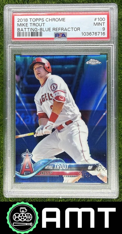 Mike Trout PSA 9 2018 Topps Chrome 37/150 Blue Refractor Angels 6716