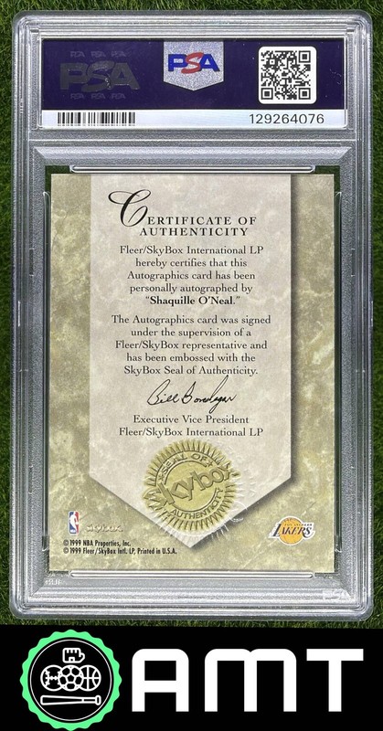 Shaquille Shaq O'Neal PSA 7 Auto 8 1999-00 Skybox Premium Autographics 4076 view 2
