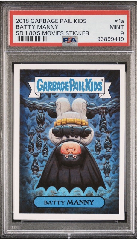 2018 Garbage Pail Kids Batty Manny 1a PSA 9 Mint 80’s GPK Batman Quantity Availa