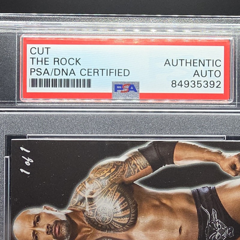 1/1 WWE The Rock Dwayne Johnson Signed Custom Card PSA DNA Autograph  view 2