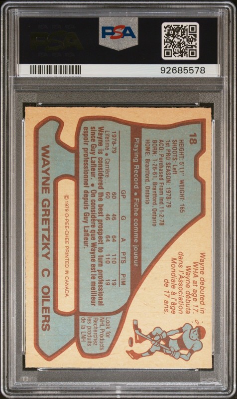1979 O-Pee-Chee Wayne Gretzky Rookie Card RC HOF  PSA 7 view 2