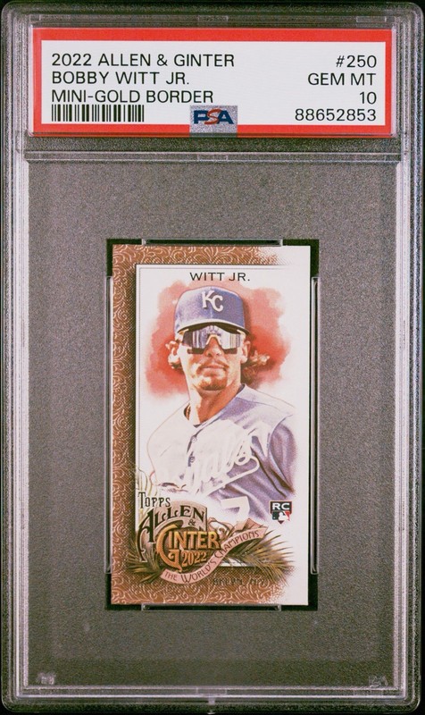 2022 Topps Allen & Ginter Mini Gold Border Bobby Witt Jr #250 PSA 10 POP 42 RC