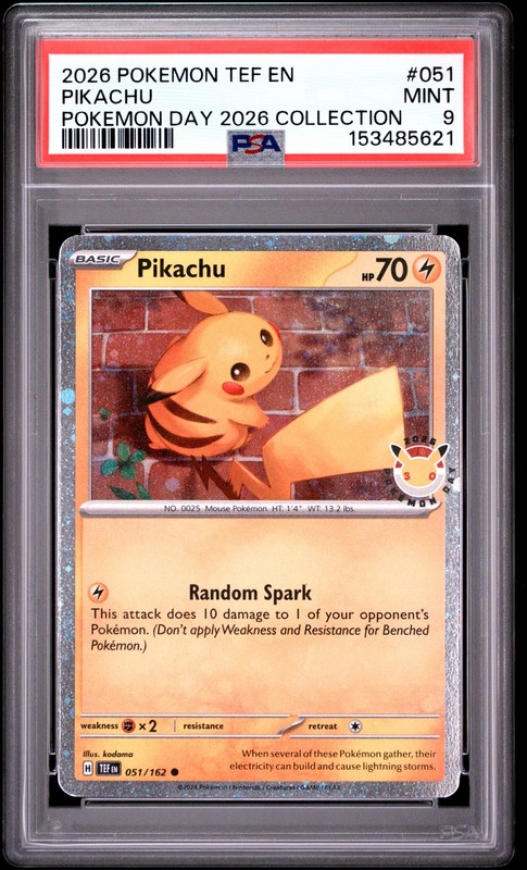 PSA 9 Pikachu #051 Pokemon Day 2026 Collection Cosmos Holo 153485621