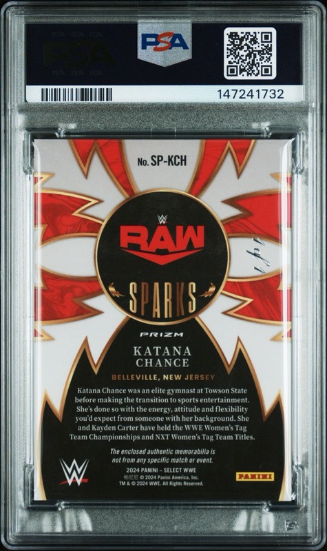 2024 Panini Select WWE Katana Chance Gold Vinyl Auto 1/1 Sparks Patch PSA 9 🔥 view 2