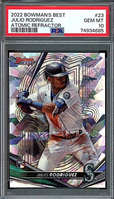 2022 Bowmans Best Julio Rodriguez Atomic Refractor Rookie PSA 10 view 1