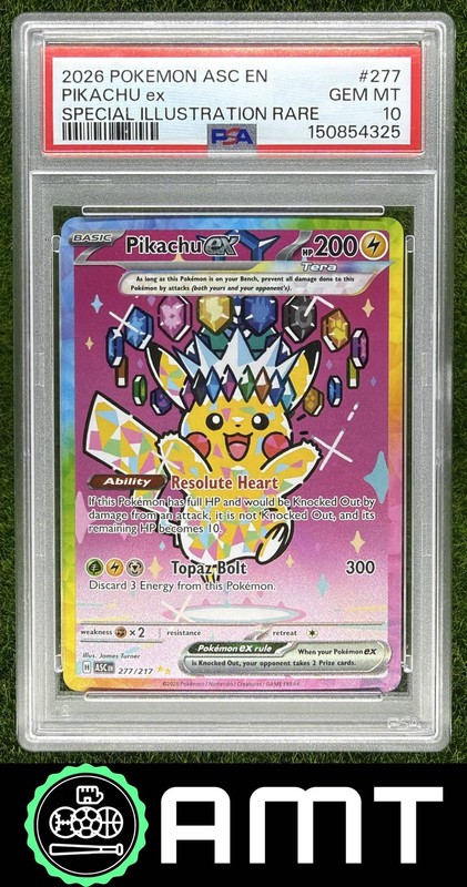 Pokemon Ascended Heroes #277 Pikachu ex Special Illustration Rare PSA 10 4325