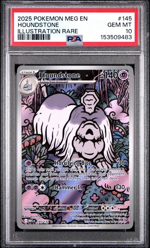 2025 POKEMON MEG EN-MEGA EVOLUTION ILLUSTRATION RARE #145 HOUNDSTONE PSA 10