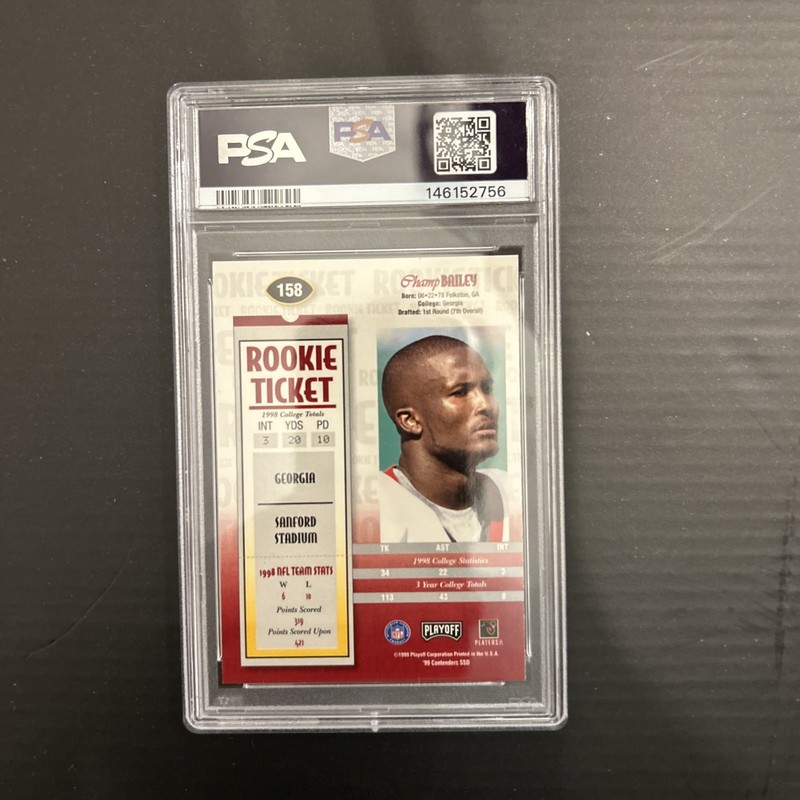 CHAMP BAILEY 1999 PLAYOFF CONTENDERS ROOKIE AUTOGRAPH PSA 10 GEM MINT  view 2