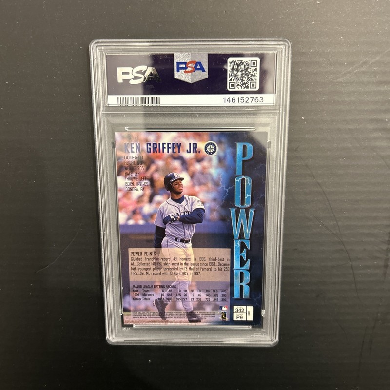 KEN GRIFFEY JR 1997 TOPPS FINEST GOLD RARE PSA 10 GEM MINT view 2