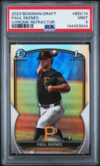 PSA 9 2023 Bowman Chrome Draft Prospects Refractor #DBC14 - Paul Skenes - 1st!