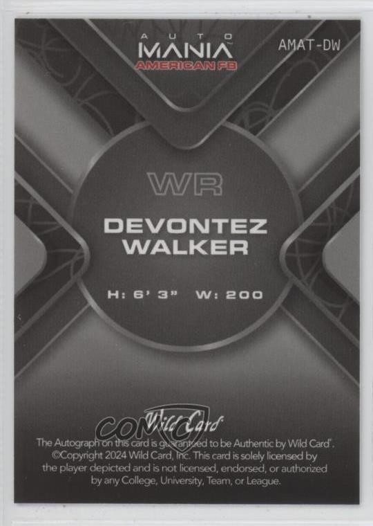 2024 Wild Card Mania American Football Triangle 1/1 Devontez Walker Auto 13ux view 2