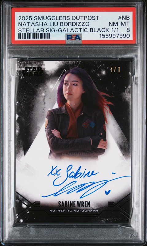 2025 Topps Star Wars Smugglers Outpost Signatures Natasha Liu Bordizzo 1/1 PSA 8