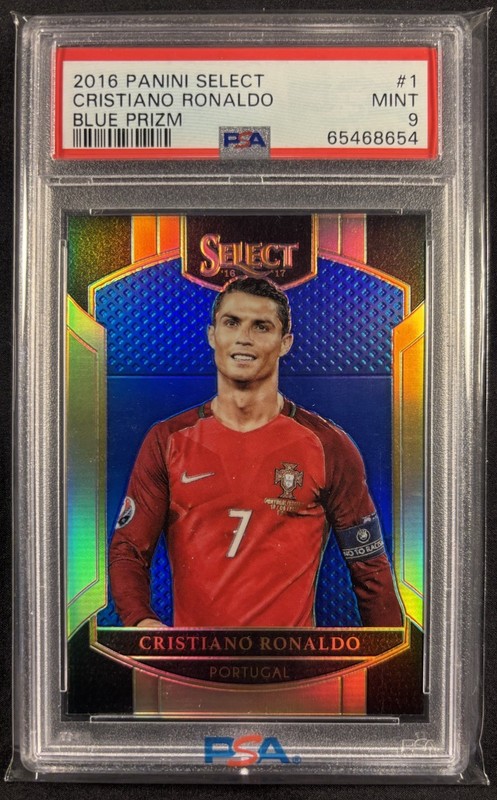 Cristiano Ronaldo 2016 Panini Select Blue Prism /299 PSA 9