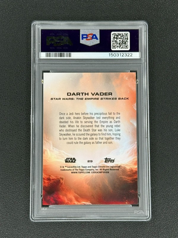 2025 Topps Star Wars Chrome - DARTH VADER #29 - RayWave Refractor PSA 10 MA01 view 2