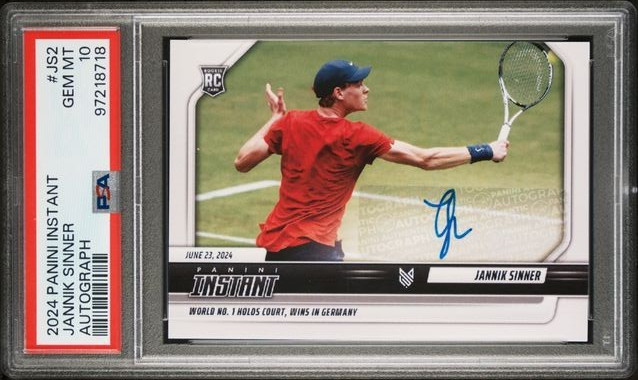 2024 JANNIK SINNER PANINI INSTANT AUTO RC #JS2 AUTOGRAPH PSA 10 WORLD #1 ROOKIE